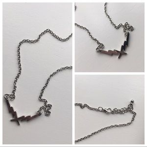 Jewelmint designer lightning bolt silver necklace